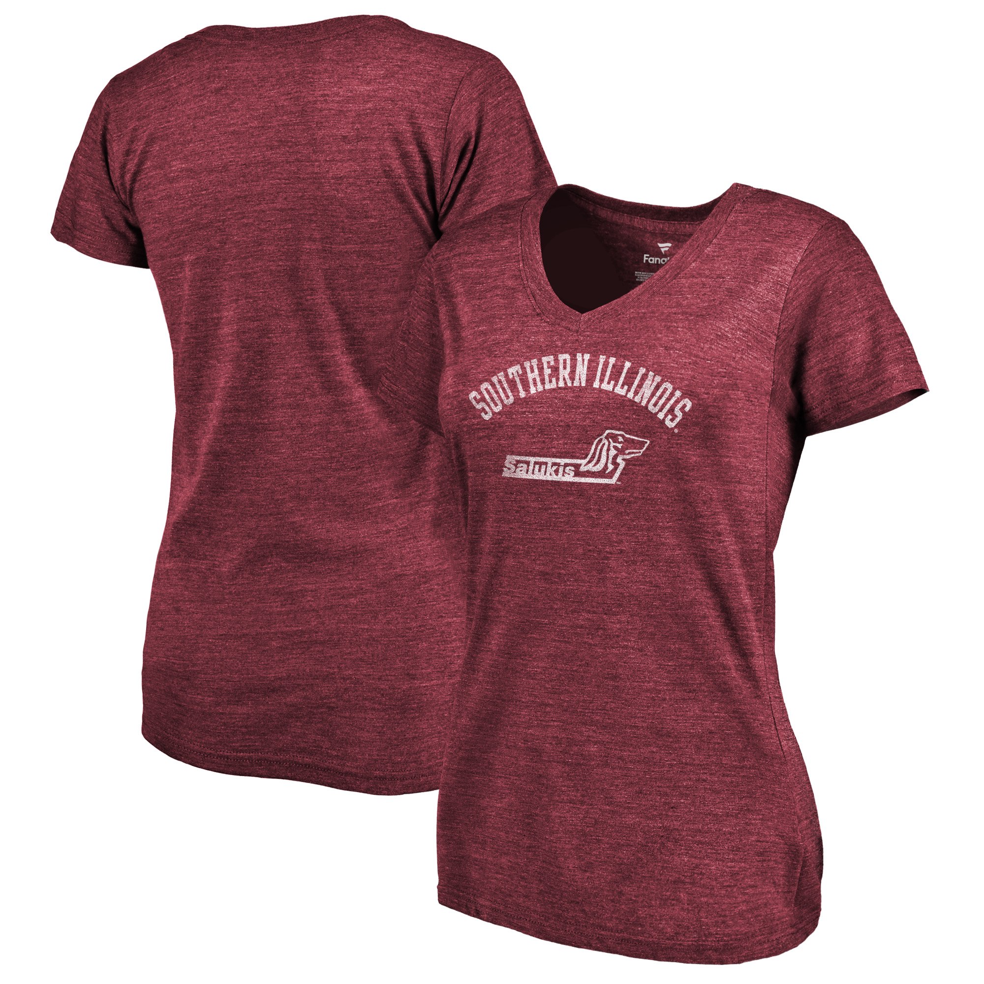 2020 NCAA Fanatics Branded Southern Illinois Salukis Women Garnet Vault Arch over Logo TriBlend VNeck TShirt->ncaa t-shirts->Sports Accessory
